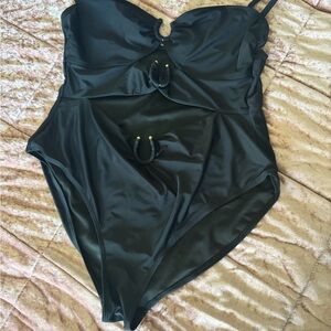 Black One-Piece Swimsuit with Cutout Design
